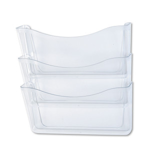 Rubbermaid Unbreakable Wall Files, 3 Sections, A4/Letter Size, 13.75" x 3.13" x 29.38", Clear (RUB65976ROS) View Product Image