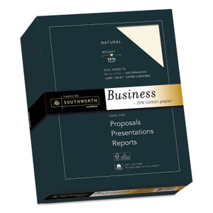 Southworth 25% Cotton Business Paper, 24 lb Bond Weight, 8.5 x 11, Natural, 500 Sheets/Ream (SOU404NC) View Product Image