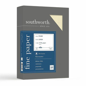 Southworth Linen Business Paper - Ivory - Letter - 8 1/2" x 11" - 24 lb Basis Weight - Linen Product Image 