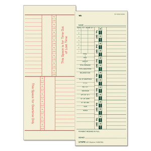 TOPS Time Clock Cards, Replacement for 10-800762, Two Sides, 3.5 x 9, 500/Box (TOP1257) View Product Image