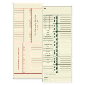 TOPS Time Clock Cards, Replacement for 10-800762, Two Sides, 3.5 x 9, 500/Box View Product Image