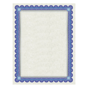 Southworth Parchment Certificates, Academic, 8.5 x 11, Ivory with Blue/Silver Foil Border, 15/Pack (SOUCT1R) View Product Image