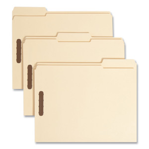 Smead Recycled Top Tab Fastener Folders, 1/3-Cut Tabs: Assorted, 0.75" Expansion, 2 Fasteners, Letter Size, Manila Exterior, 50/Box View Product Image