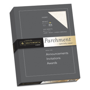 Southworth Parchment Specialty Paper, 32 lb Bond Weight, 8.5 x 11, Ivory, 250/Pack (SOUJ988C) View Product Image