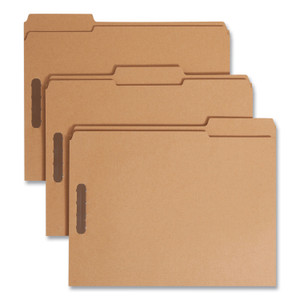 Smead Top Tab Fastener Folders, 1/3-Cut Tabs: Assorted, 0.75" Expansion, 2 Fasteners, Letter Size, Kraft Exterior, 50/Box (SMD14837) View Product Image