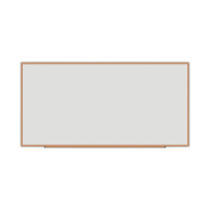 Universal Deluxe Melamine Dry Erase Board, 96" x 48", White Surface, Oak Finished Fiberboard (MDF) Frame Product Image 