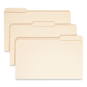 Smead Reinforced Tab Manila File Folders, 1/3-Cut Tabs: Assorted, Legal Size, 0.75" Expansion, 11-pt Manila, 100/Box (SMD15334) View Product Image