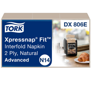 Tork Xpressnap Fit Interfold Dispenser Napkins, 2-Ply, 6.5 x 8.39, Natural, 120/Pack, 36 Packs/Carton (TRKDX806E) View Product Image