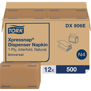 TORK Xpressnap Natural Dispenser Napkin N4 - 1 Ply - Interfolded - 8.50" Width x 13" Length - Natural - Paper Product Image 