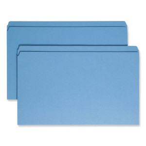 Smead Reinforced Top Tab Colored File Folders, Straight Tabs, Legal Size, 0.75" Expansion, Blue, 100/Box View Product Image