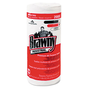 Brawny Professional Premium DRC Perforated Roll Wipers, 1-Ply, 11 x 9.38, Unscented, White, 84/Roll, 20 Rolls/Carton (GPC20085) View Product Image