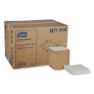 Tork Universal Dinner Napkins, 1-Ply, 17" x 17", 1/4 Fold, White, 4008/Carton (TRKN7141A) View Product Image