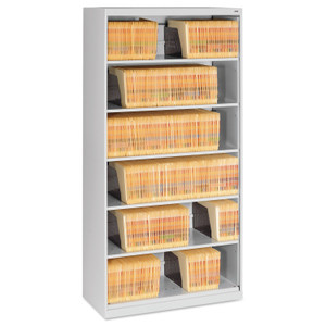 Tennsco Fixed Shelf Open-Format Lateral File for End-Tab Folders, 6 Legal/Letter File Shelves, Light Gray, 36" x 16.5" x 75.25" (TNNFS360LGY) View Product Image