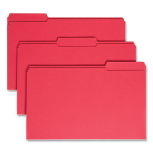 Smead Reinforced Top Tab Colored File Folders, 1/3-Cut Tabs: Assorted, Legal Size, 0.75" Expansion, Red, 100/Box View Product Image