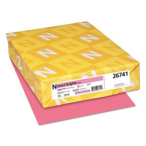 Neenah Paper Exact Brights Paper, 20 lb Bond Weight, 8.5 x 11, Bright Pink, 500/Ream View Product Image
