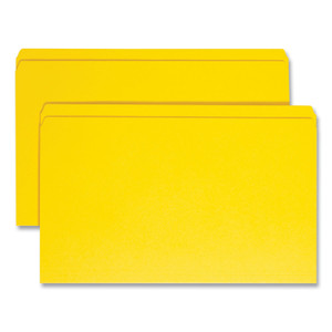 Smead Reinforced Top Tab Colored File Folders, Straight Tabs, Legal Size, 0.75" Expansion, Yellow, 100/Box View Product Image