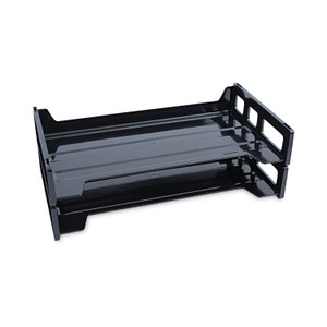 Universal Recycled Plastic Side Load Desk Trays, 2 Sections, Legal Size Files, 16.25" x 9" x 2.75", Black View Product Image