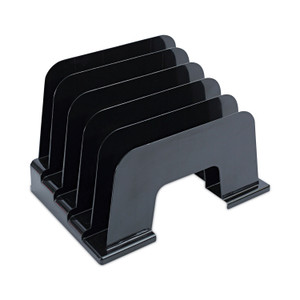 Universal Recycled Plastic Incline Sorter, 5 Sections, Letter Size Files, 13.25" x 9" x 9", Black View Product Image