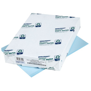 AbilityOne 7530011463361 SKILCRAFT Colored Copy Paper, 20 lb Bond Weight, 8.5 x 11, Blue, 500 Sheets/Ream, 10 Reams/Carton (NSN1463361) View Product Image