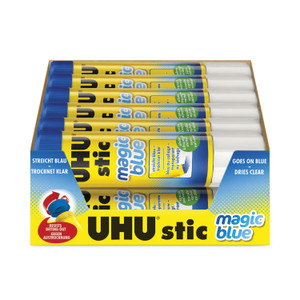 UHU Stic Permanent Glue Stick, 1.41 oz, Applies Blue, Dries Clear (STD99653) View Product Image