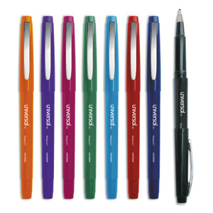 Universal Porous Point Pen, Stick, Medium 0.7 mm, Assorted Ink and Barrel Colors, 8/Pack (UNV50504) View Product Image