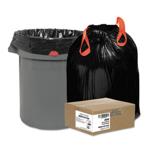 Draw 'n Tie Heavy-Duty Trash Bags, 30 gal, 1.2 mil, 30.5" x 33", Black, 25 Bags/Roll, 8 Rolls/Box (WBI1DT200) View Product Image