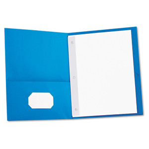 Universal Two-Pocket Portfolios with Tang Fasteners, 0.5" Capacity, 11 x 8.5, Light Blue, 25/Box (UNV57115) View Product Image