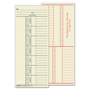 TOPS Time Clock Cards, Replacement for K14-15, Two Sides, 3.38 x 8.25, 500/Box (TOP1260) View Product Image
