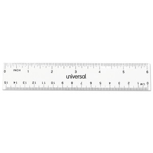 Universal Clear Plastic Ruler, Standard/Metric, 6" Long, Clear, 2/Pack View Product Image