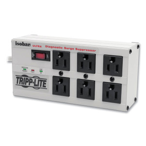 Tripp Lite by Eaton Isobar Surge Protector, 6 AC Outlets, 6 ft Cord, 3,330 J, Light Gray View Product Image