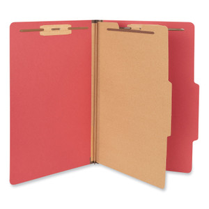 Universal Bright Colored Pressboard Classification Folders, 2" Expansion, 1 Divider, 4 Fasteners, Legal Size, Ruby Red Exterior, 10/Box (UNV10213) View Product Image