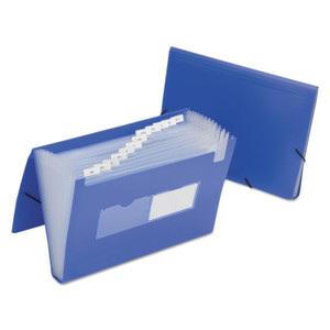 AbilityOne 7530016597148 SKILCRAFT 1.25" Expansion File, 12 Sections, Elastic Cord Closure, Straight Tab, Letter Size, Blue, 12/Carton (NSN6597148) View Product Image