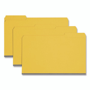 Smead Expanding Recycled Heavy Pressboard Folders, 1/3-Cut Tabs: Assorted, Legal Size, 1" Expansion, Yellow, 25/Box View Product Image