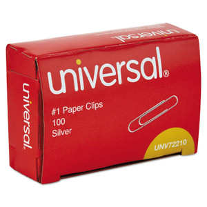 Universal Paper Clips, #1, Smooth, Silver, 100/Box (UNV72210BX) View Product Image