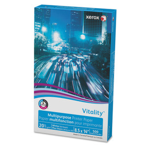 xerox Vitality Multipurpose Print Paper, 92 Bright, 20 lb Bond Weight, 8.5 x 14, White, 500/Ream View Product Image