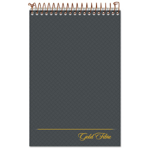 Ampad Gold Fibre Steno Pads, Gregg Rule, Designer Diamond Pattern Gray/Gold Cover, 100 White 6 x 9 Sheets (TOP20808) View Product Image