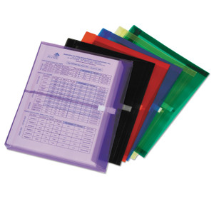 AbilityOne 7530016618837 SKILCRAFT Poly Hook/Loop Side-loading 1.25" Expansion Envelope, 1 Section, Letter Size, Assorted Colors, 5/Pack View Product Image
