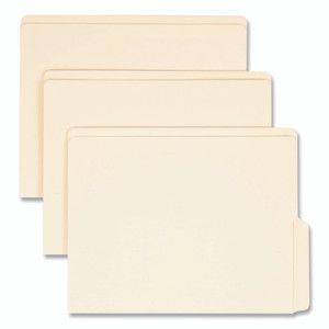 Smead Heavyweight Manila End Tab Folders, 9" High Front, 1/2-Cut Tabs: Bottom, Letter Size, 0.75" Expansion, Manila, 100/Box View Product Image