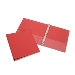 AbilityOne 7510004098647 SKILCRAFT Round Ring Binder, 3 Rings, 1" Capacity, 11 x 8.5, Red (NSN4098647) View Product Image