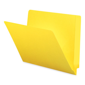 Smead Shelf-Master Reinforced End Tab Colored Folders, Straight Tabs, Letter Size, 0.75" Expansion, Yellow, 100/Box View Product Image