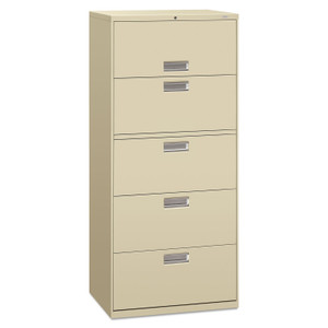 HON Brigade 600 Series Lateral File, 4 Legal/Letter-Size File Drawers, 1 File Shelf, 1 Post Shelf, Putty, 30" x 18" x 64.25" (HON675LL) View Product Image