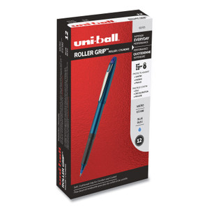 uniball Grip Roller Ball Pen, Stick, Micro 0.5 mm, Blue Ink, Blue Barrel, Dozen (UBC60705) View Product Image