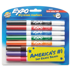 EXPO Low-Odor Dry-Erase Marker, Fine Bullet Tip, Assorted Colors, 8/Set (SAN86601) View Product Image