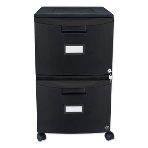 Storex Two-Drawer Mobile Filing Cabinet, 2 Legal/Letter-Size File Drawers, Black, 14.75" x 18.25" x 26" View Product Image