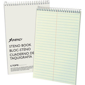 Ampad Kraft Cover Steno Book - 80 Sheets - Wire Bound - Front Ruling Surface - 0.34" Ruled - Gregg Ruled Margin Product Image 