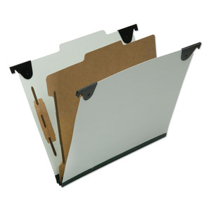 AbilityOne 7530016816253, SKILCRAFT Classification Folder, 2" Expansion, 1 Divider, 4 Fasteners, Letter Size, Light Green, 10/Box View Product Image