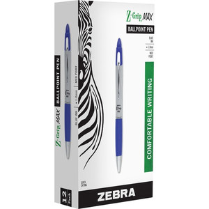 Zebra Z-grip Max Retractable Ballpoint Pens - 1 mm Medium Pen Point - Retractable - Blue Ink - Gray Barrel Product Image 