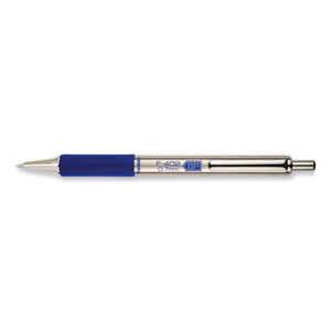 Zebra F-402 Ballpoint Pen, Retractable, Fine 0.7 mm, Blue Ink, Stainless Steel/Blue Barrel (ZEB29220) View Product Image