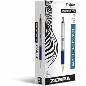 Zebra F-402 Retractable Ballpoint 0.7mm Blue ink - 0.7 mm Fine Pen Point - Refillable - Retractable - Blue Ink Product Image 