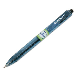 AbilityOne 7520016827165 SKILCRAFT Recycled Water Bottle Ballpoint Pen, Retractable, Fine 0.5 mm, Black Ink, Clear Barrel, Dozen (NSN6827165) View Product Image